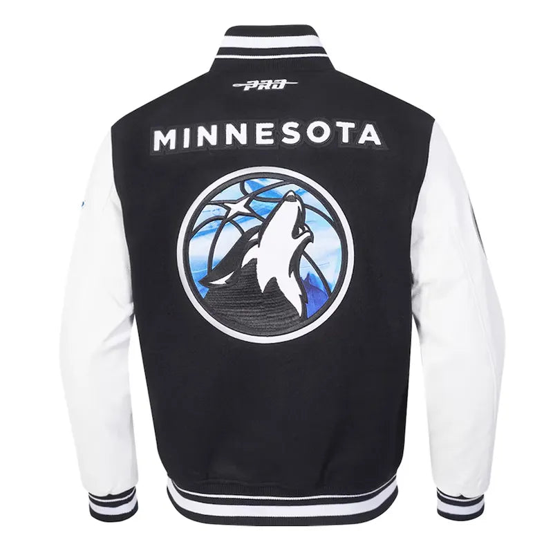 Minnesota Timberwolves 2024/25 City Edition Black and White Varsity Jacket