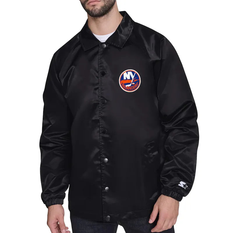 New York Islanders Retro Logo Coaches Jacket