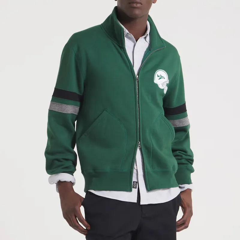 NY Jets Green Striped Fleece Jacket