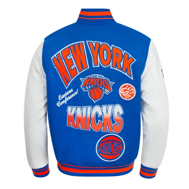 NY Knicks Turn It Up Classic Rib Varsity Jacket