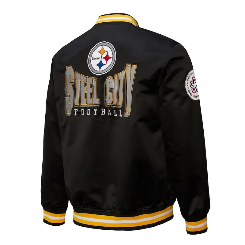 Pittsburgh Steelers Double Down Black Satin Jacket