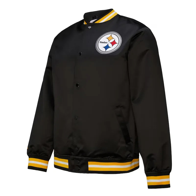 Pittsburgh Steelers Double Down Black Satin Jacket