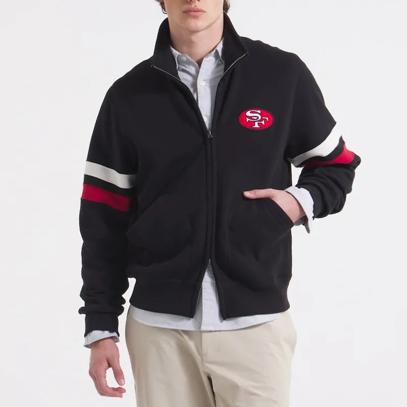 San Francisco 49ers Black Striped Fleece Jacket