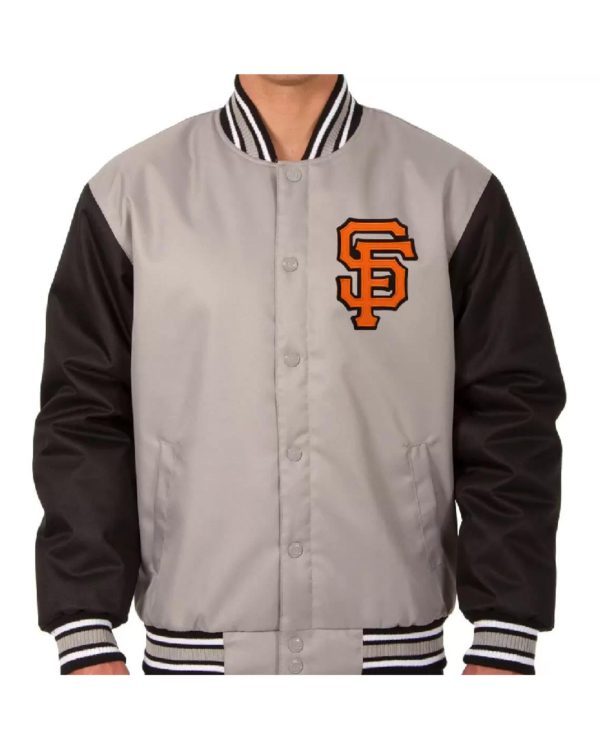 San Francisco Giants Gray And Black Windbreaker Jacket