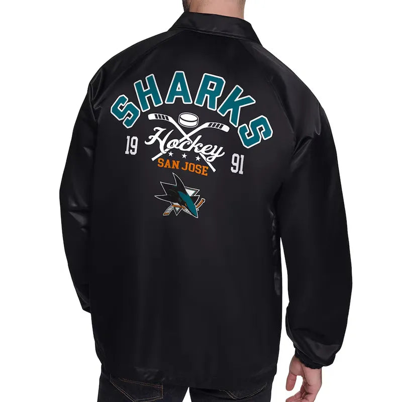 San Jose Sharks Retro Logo Coaches Jacket