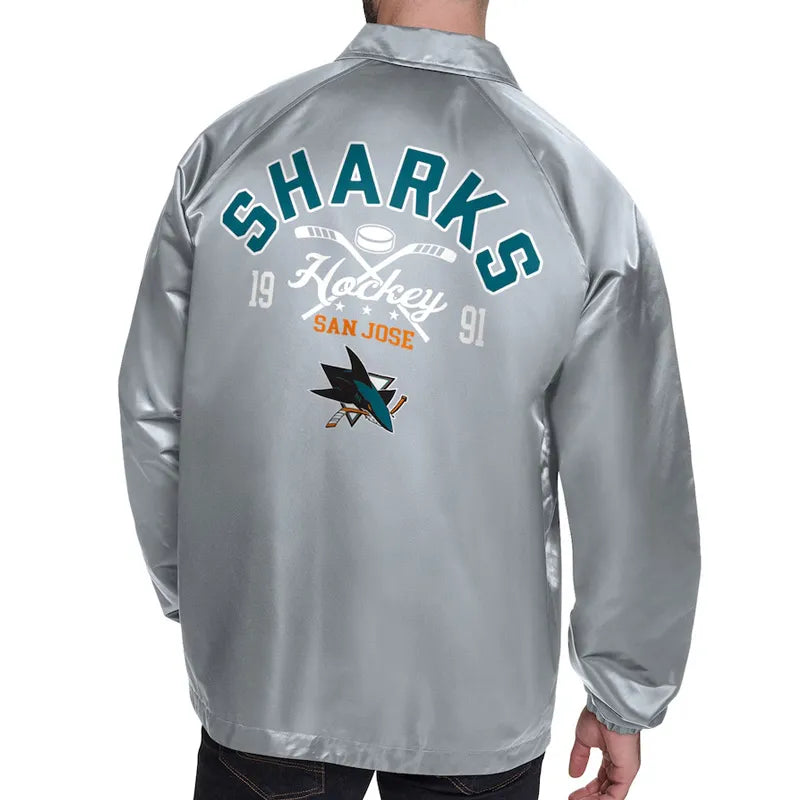 San Jose Sharks Retro Logo Coaches Jacket