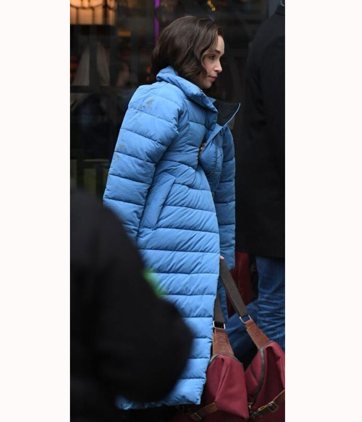 Emilia Clarke Secret Invasion Blue Puffer Coat