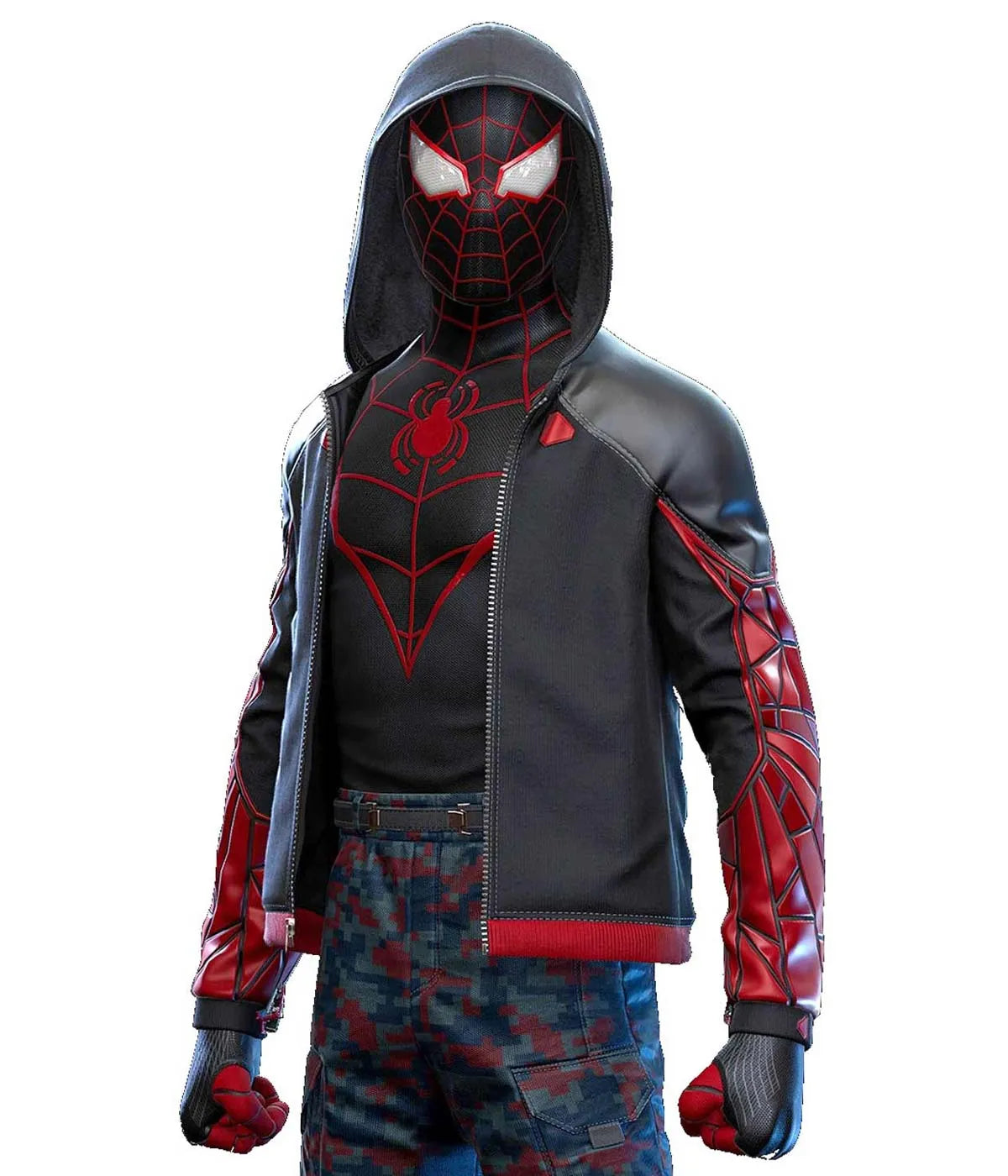 Spider-Man Miles Morales The End Leather Hoodie