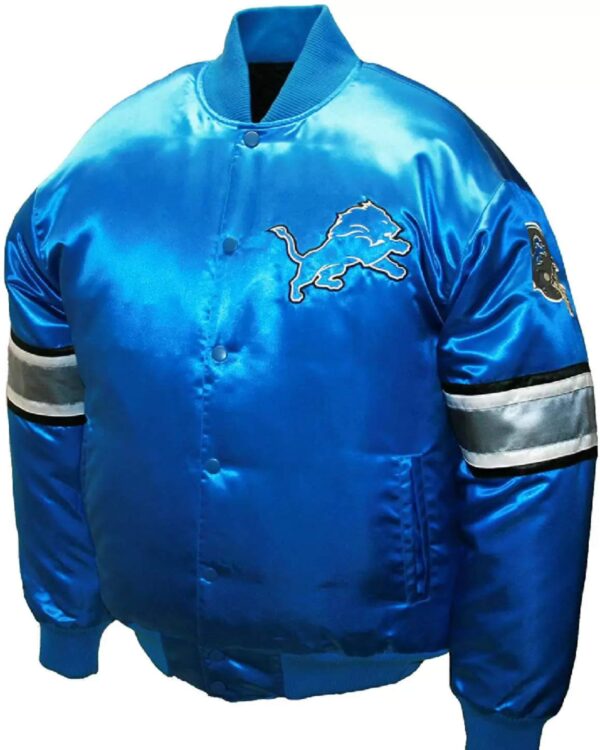 Tricolor NFL Team Detroit Lions Satin Jacket