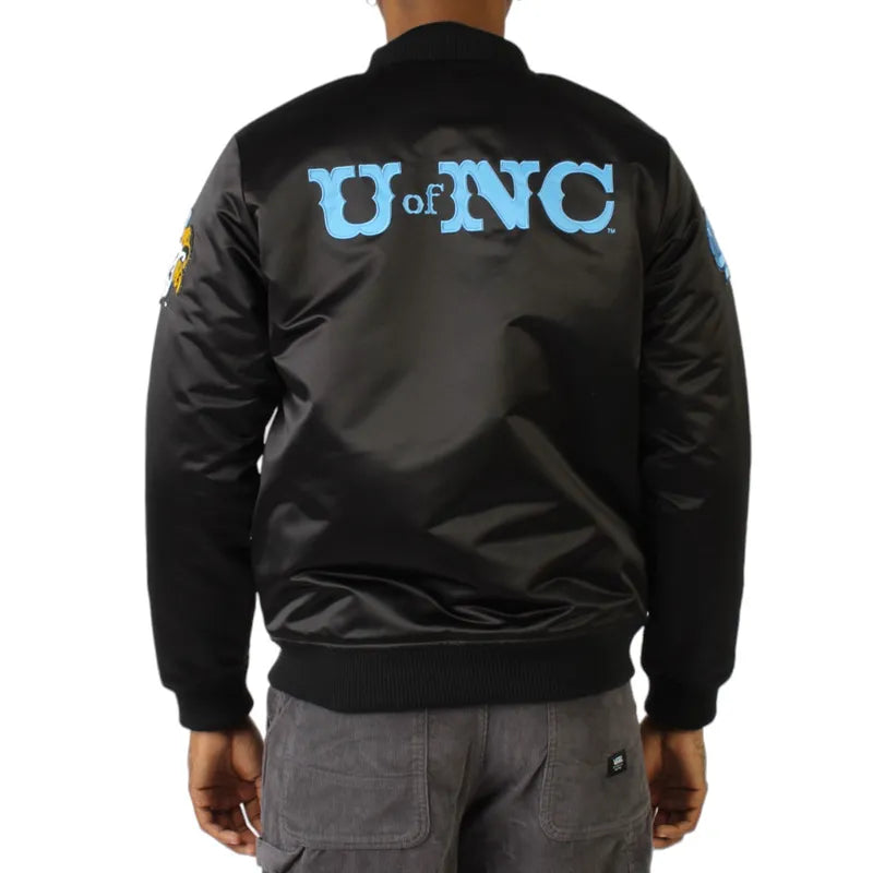 University of North Carolina Black Satin Bomber Jacket