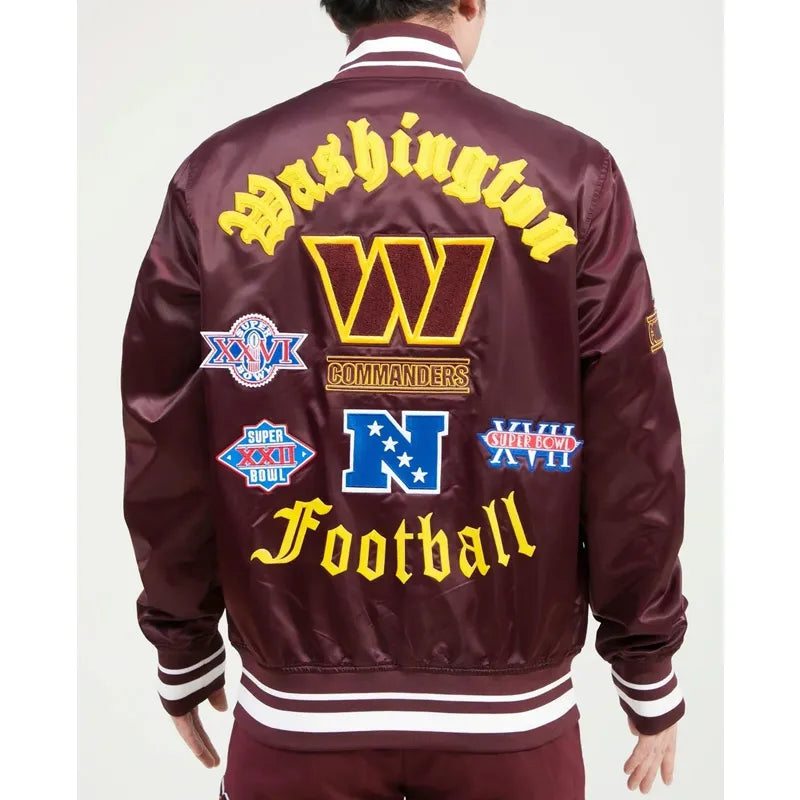 Washington Commanders Old English Classic Rib Satin Jacket