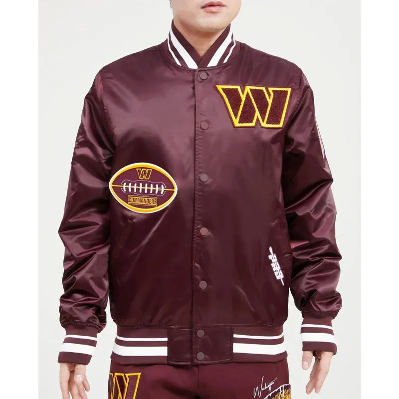 Washington Commanders Old English Classic Rib Satin Jacket