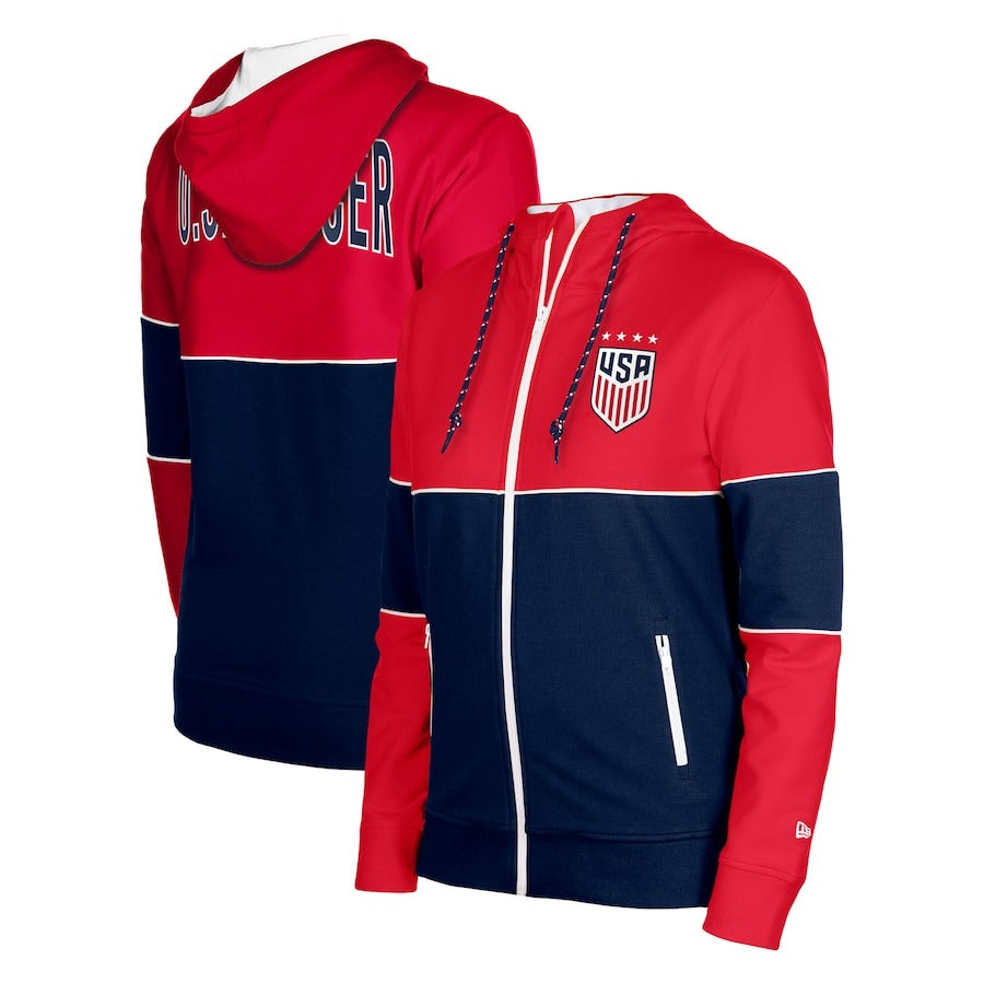 5th & Ocean by New Era Navy USWNT Active Stretch Fleece Hoodie Jacket